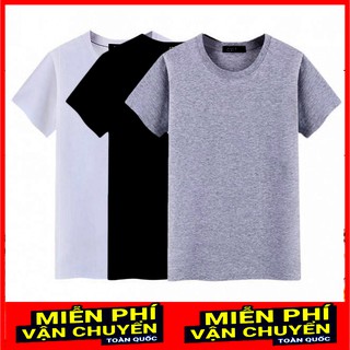 COMBO 3 Áo thun trơn nam form rộng phong cách hàn quốc vải poly cotton mịn MÀU ĐEN-TRẮNG-XÁM