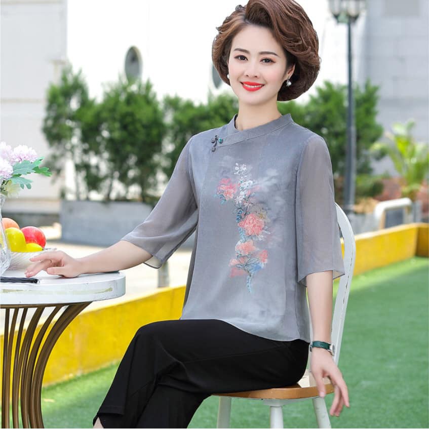 Bộ quần áo cổ tàu cho người trung niên / Bộ đồ cổ tàu cách tân cho mẹ