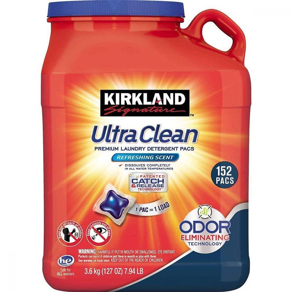 Viên giặt Kirkland Signature Ultra Clean Tough Stain Fighting Power 152v