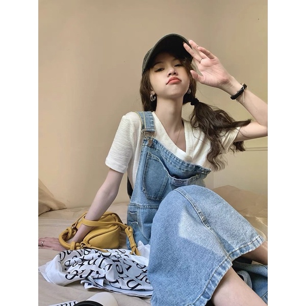 Yếm váy jean dài có sẵn