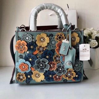 Túi coach hoa trà xanh dương