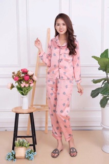Bán sỉ bộ pijama lụa dài tay