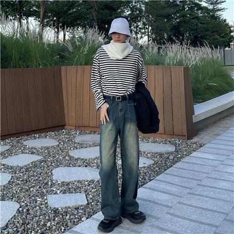 Quần Jeans Nữ Lưng Cao Ống Rộng Cá Tính