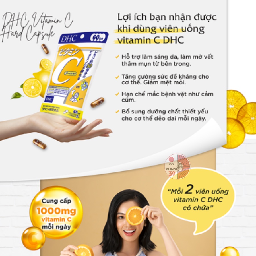 Viên uống DHC bổ sung Vitamin C tăng cường sức đề kháng Nhật Bản 60v/gói và 180v/gói - Bahachiha