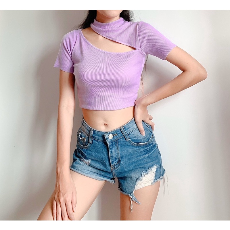 Koko Croptop - áo croptop thun gân xẻ