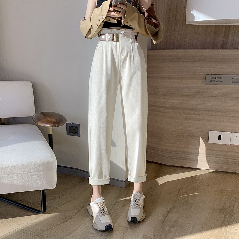 Quần Jean Nữ Lưng Cao Dáng Ôm Màu Trắng Phong Cách Hàn Quốc Mới