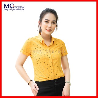 Áo sơ mi nữ chấm bi màu vàng mc fashion a0257