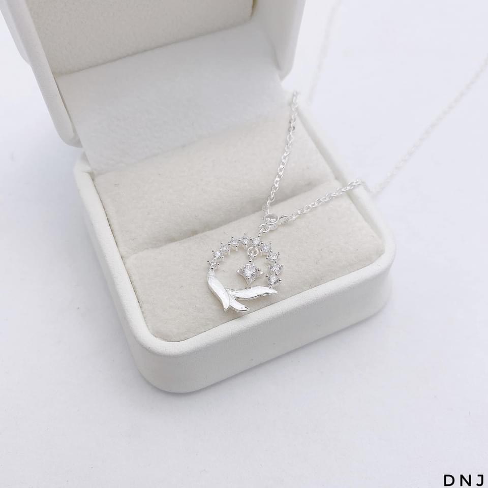 Dây chuyền bạc sang trọng đính đá trắng đẹp dành cho nữ - Kho sỉ bạc Nhất Linh