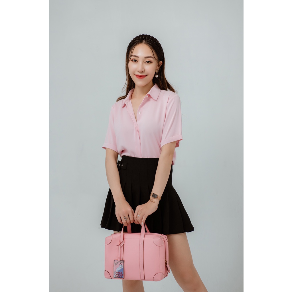 Sơ mi cổ đức cộc tay lụa KOKA 23504