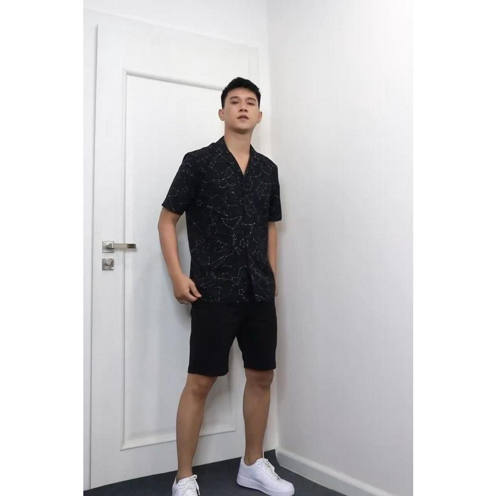 Áo sơ mi nam ROWAY Fullbox, vải lụa thoáng mát, không nhăn, form regular | Sơ mi họa tiết ngân hà | BigBuy360 - bigbuy360.vn