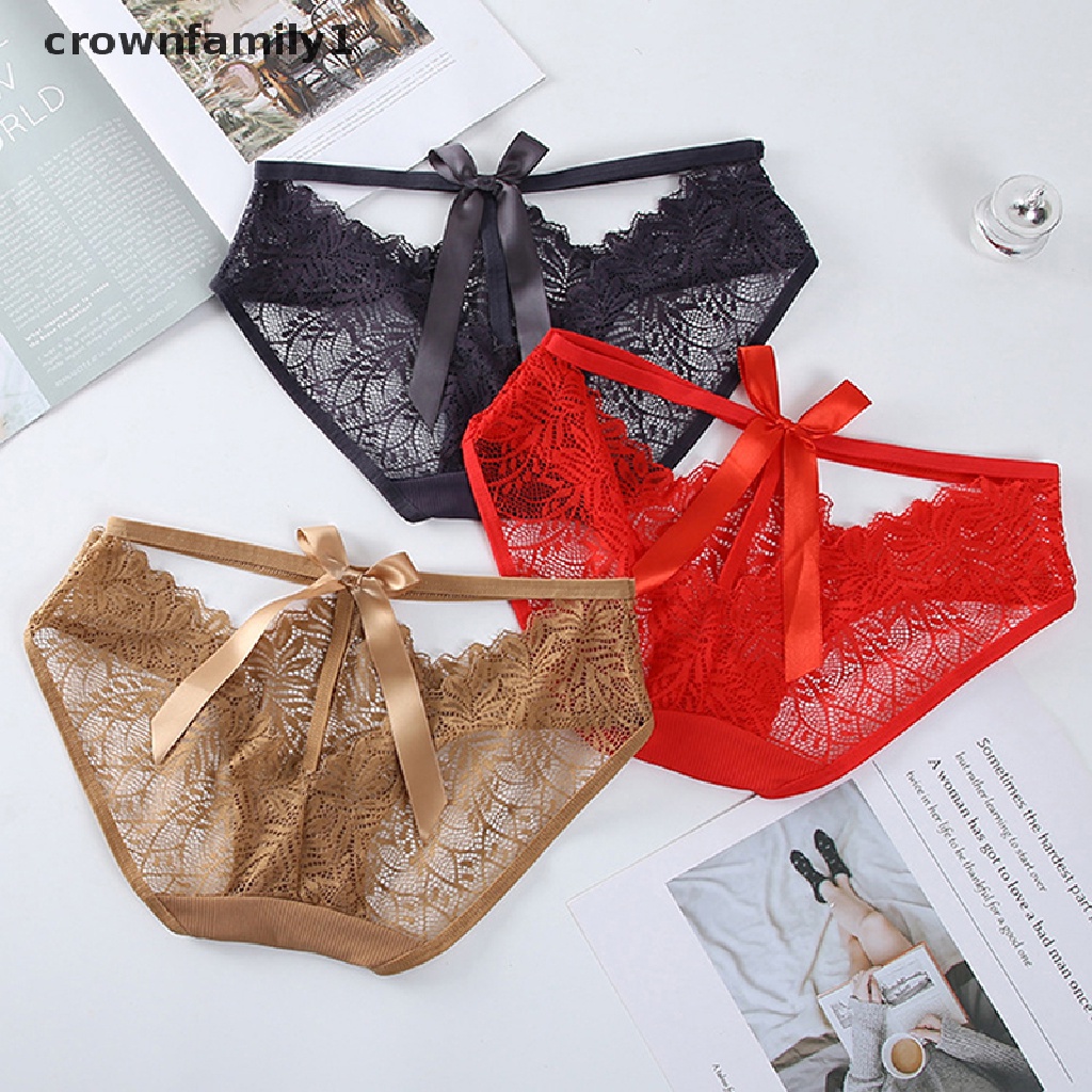 [crownfamily1] Quần Lót Ren Lưng Thấp Thắt Nơ Gợi Cảm Dễ Thương Cho Nữ