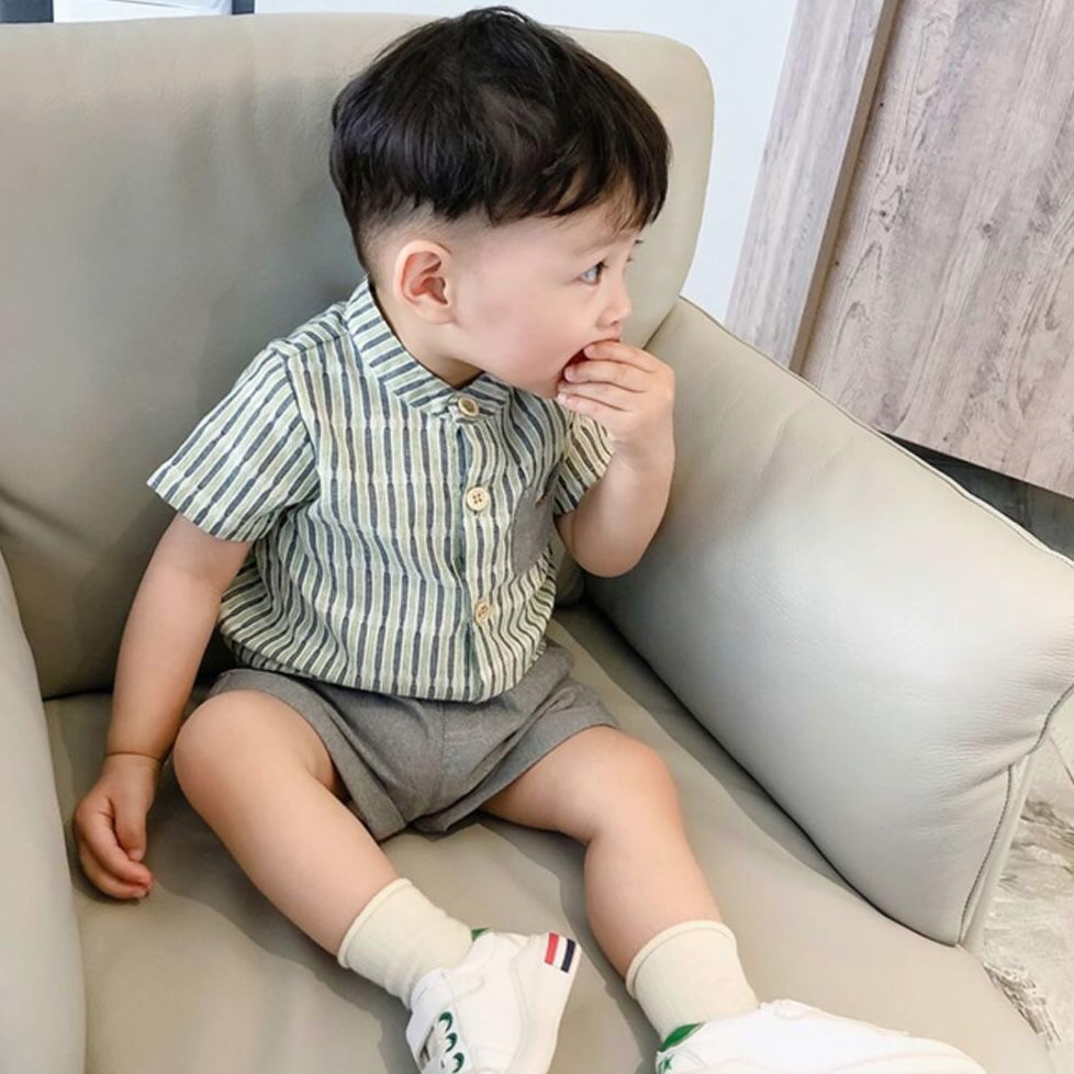 Set quần áo đũi kẻ sọc cho bé trai nặng 7-27kg cao 70-130cm