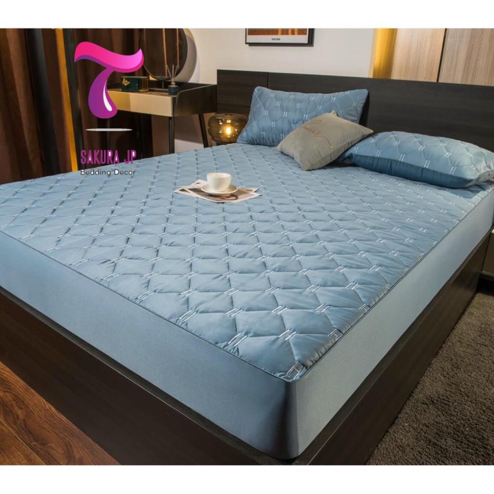 Ga Gối Trần Bông Bọc Chun Lụa Sateens Cao Cấp Herrmess Xanh Sky  Ga Gối Lụa Cotton Chần Bông Sakura JP