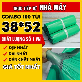 [GIÁ NHÀ MÁY] 100 Túi Đóng Hàng Chuyển Phát Nhanh Siêu Dai, Chống Thấm Nước Hoàn Hảo Màu Xanh Lá 38x52