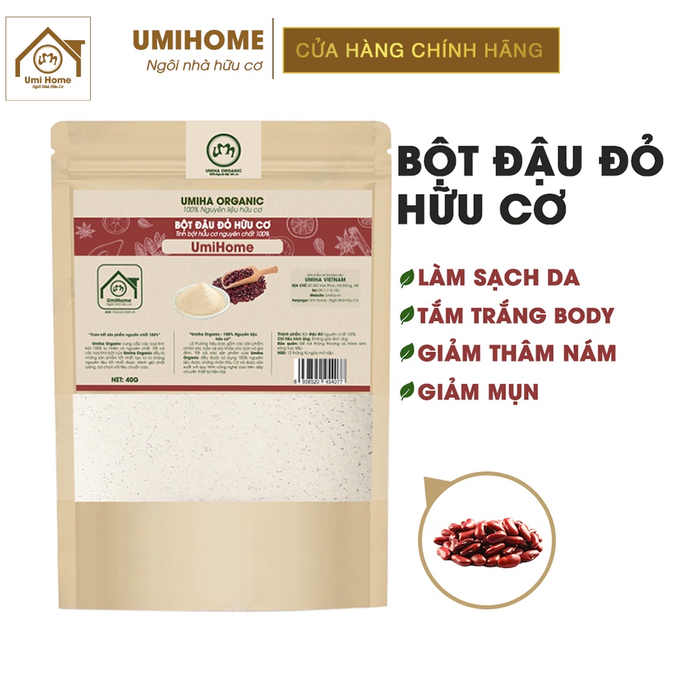 Bột Đậu Đỏ hữu cơ UMIHOME nguyên chất | Red bean powder 100% Organic 40G