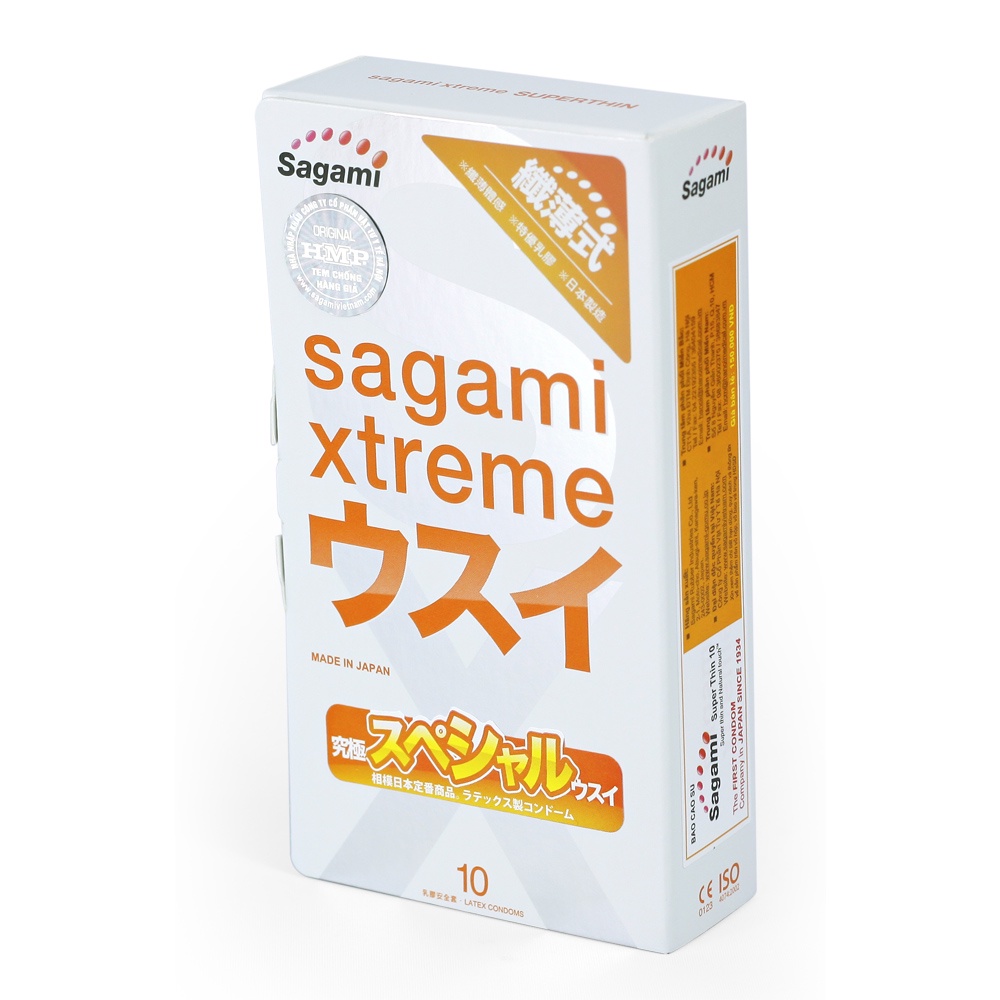 Combo bao cao su siêu mỏng Sagami Super Thin và gân gai White - 2 hộp mỗi hộp 10 chiếc