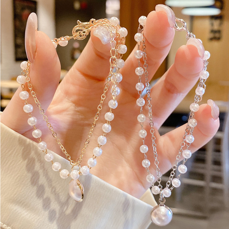 Vòng tay đính ngọc trai giả cao cấp thời trang dành cho cặp đôi