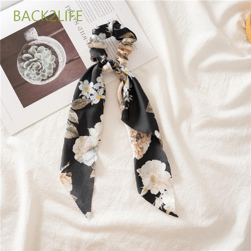 Dây Buộc Tóc Cao Su Đính Tai Thỏ Họa Tiết Hoa Phong Cách Bohemian Cổ Điển Back2Life