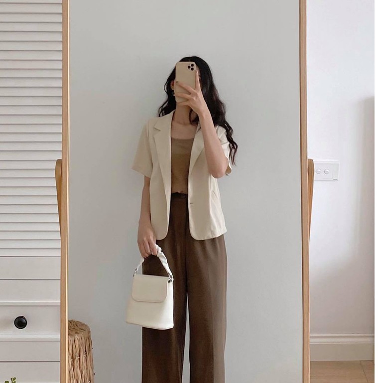 [Mã FAGREEN1505 giảm tới 30K đơn 99K] Áo blazer cộc tay dáng ngắn 2 cúc _ A0167 | BigBuy360 - bigbuy360.vn