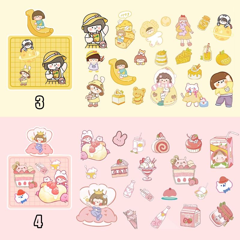 Set 40 miếng sticker nhãn dán hoạ tiết thỏ bé gái cute