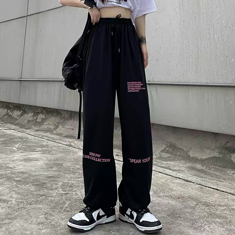 Quần nỉ chữ hồng nỉ da cá tàu hàng taobao cá tính (annstore)