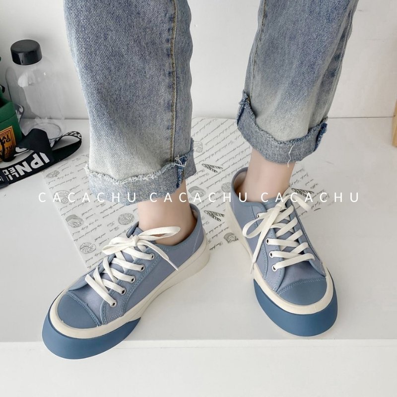 Giày thể thao nữ sneaker đế bánh mì độn đế 4cm vải canvas bata mới hot phong cách retro ulzzang đẹp cá tính CACACHU G014