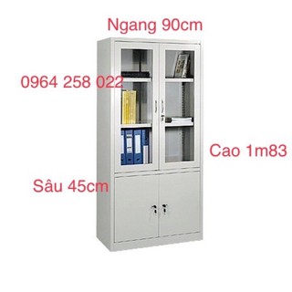 Tủ hồ sơ có kính - sơn tĩnh điện dày dặn - freeship hcm