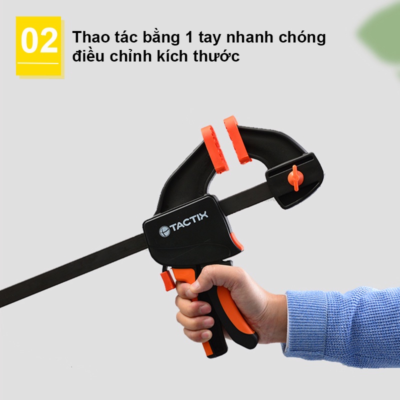 Cảo kẹp nhanh TACTIX 215605, ê tô kẹp chữ G  gỗ tăng đưa, công nghiệp nhiều kích cỡ, lực kẹp lớn