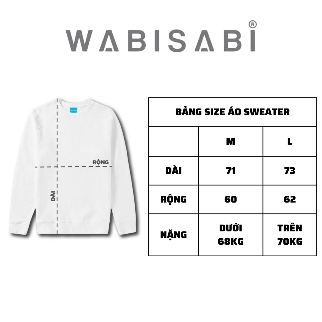 Áo Sweater chữ thêu WabiSabi nỉ cotton 100% chân cua chính phâm Unisex -WSSWT1