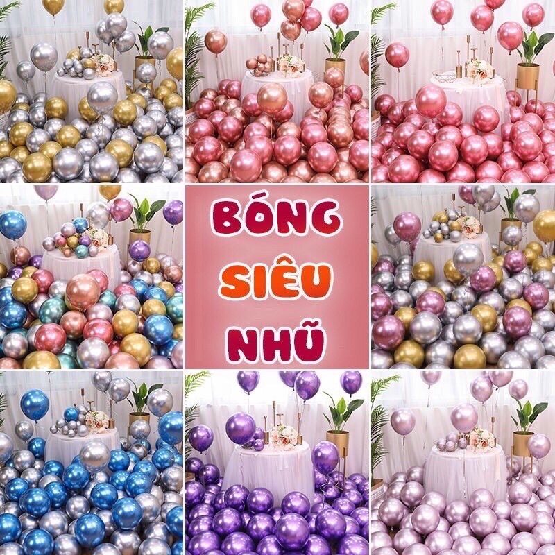 Set 30 bóng siêu nhũ mạ chrome trang trí sinh nhật, trang trí phòng cưới