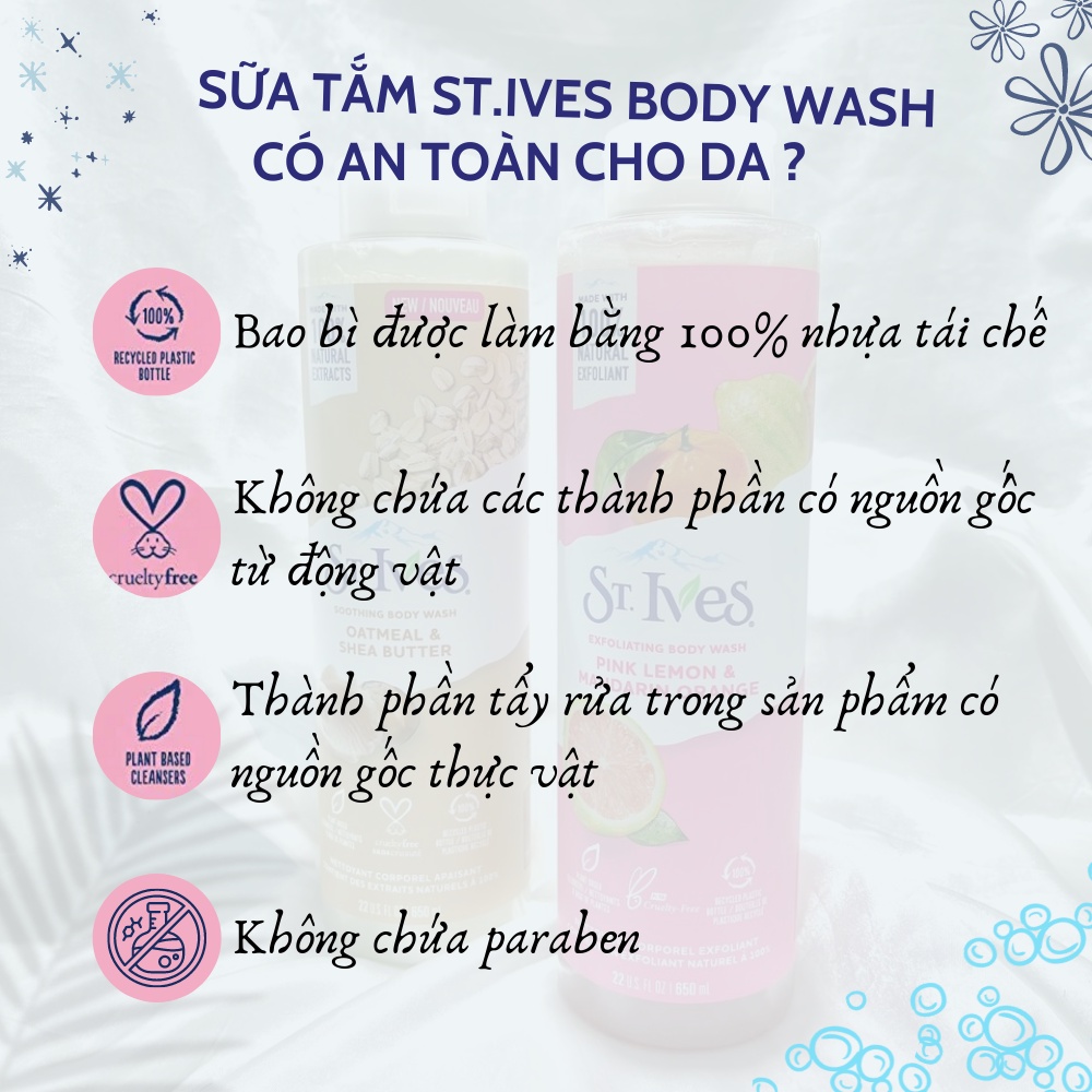 Sữa tắm St.Ives dưỡng da body wash 473ml 650ml 945ml