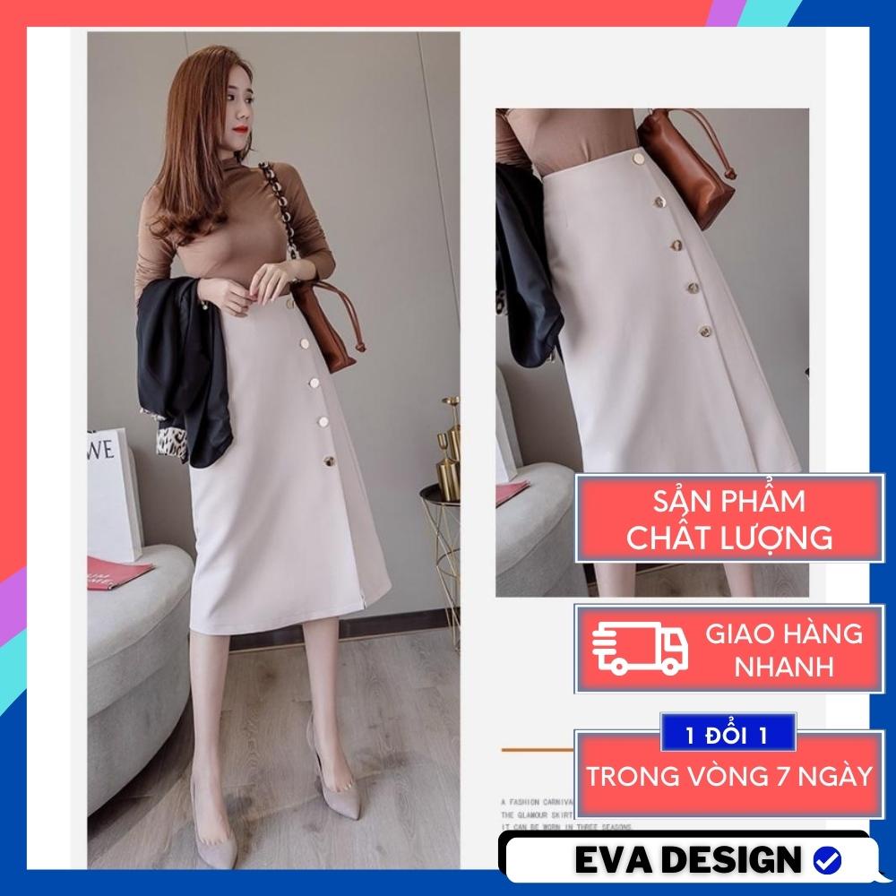 Chân váy công sở nữ dáng dài đính khuy điều chình theo thông số người mặc che khuyết điểm tôn dáng chân dài đi làm