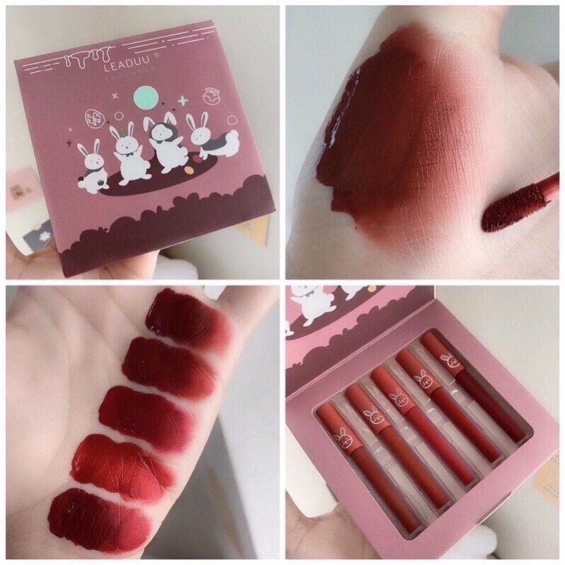 Set 5 Cây Son Kem Lì Thỏ LEADUU Nội Đia Trung
