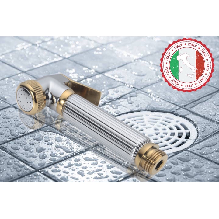Bộ xịt nhà vệ sinh Phòng tắm Cao cấp mạ Vàng ITALIA Đầu xịt + Dây xịt + Giá đỡ