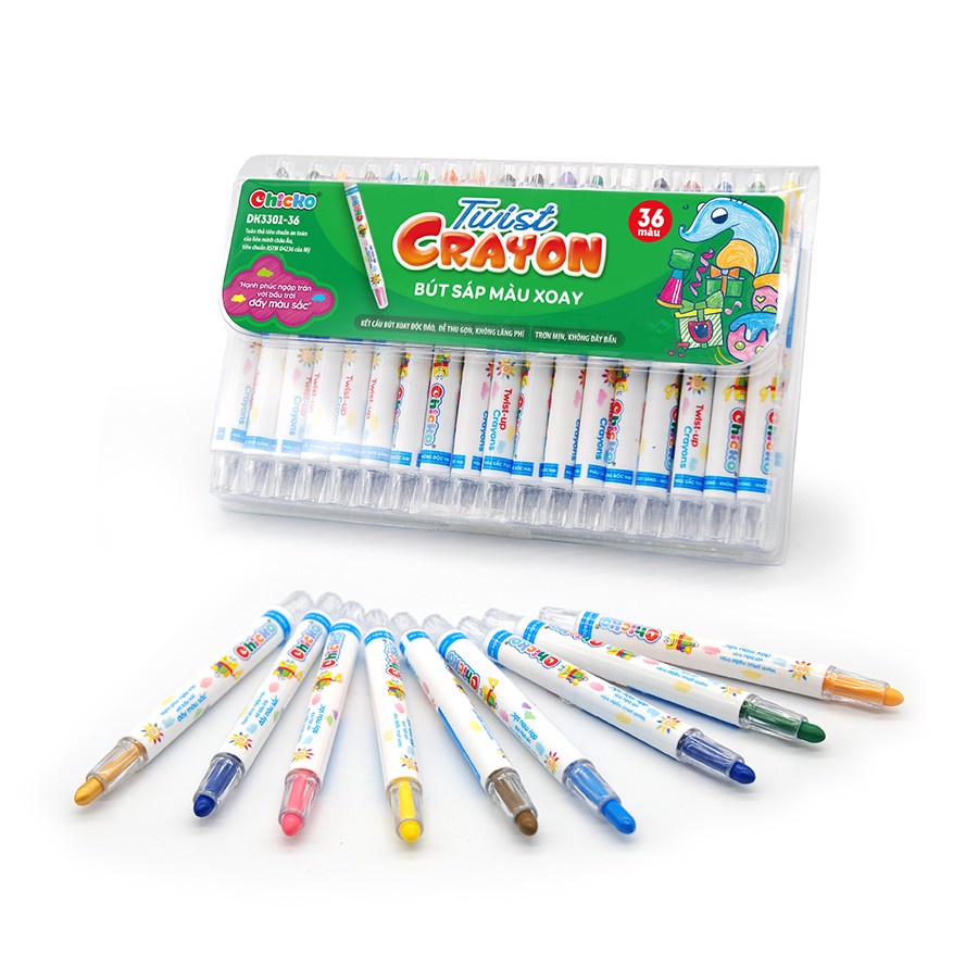 Bút Sáp Màu Xoay Twist Crayon Duka Chính Hãng  36 Màu - Túi Nhựa PVC