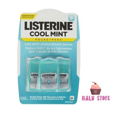 Miếng ngậm Listerine 1 vỉ 3 hộp (1 hộp 24 miếng) Mỹ