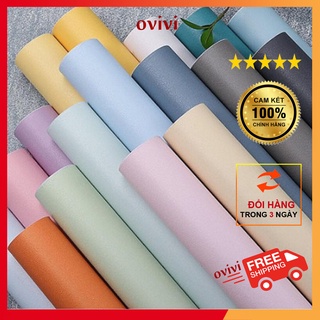 Giấy dán tường phòng ngủ một màu trơn pastel nhám có keo sẵn dài 10m,decal dán tường chống thấm nước