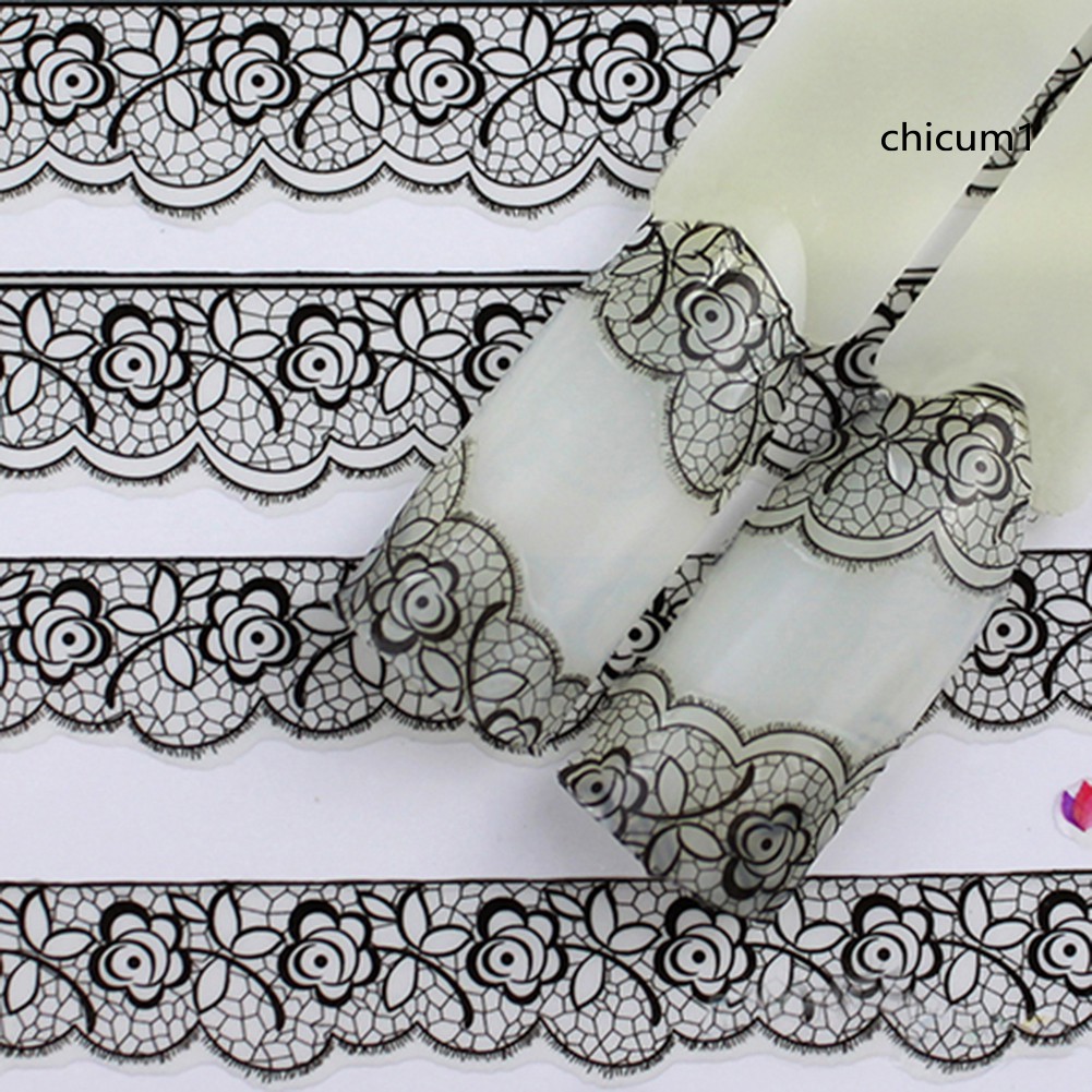 Miếng Dán Móng Tay Hình Hoa Hồng Đen Thời Trang