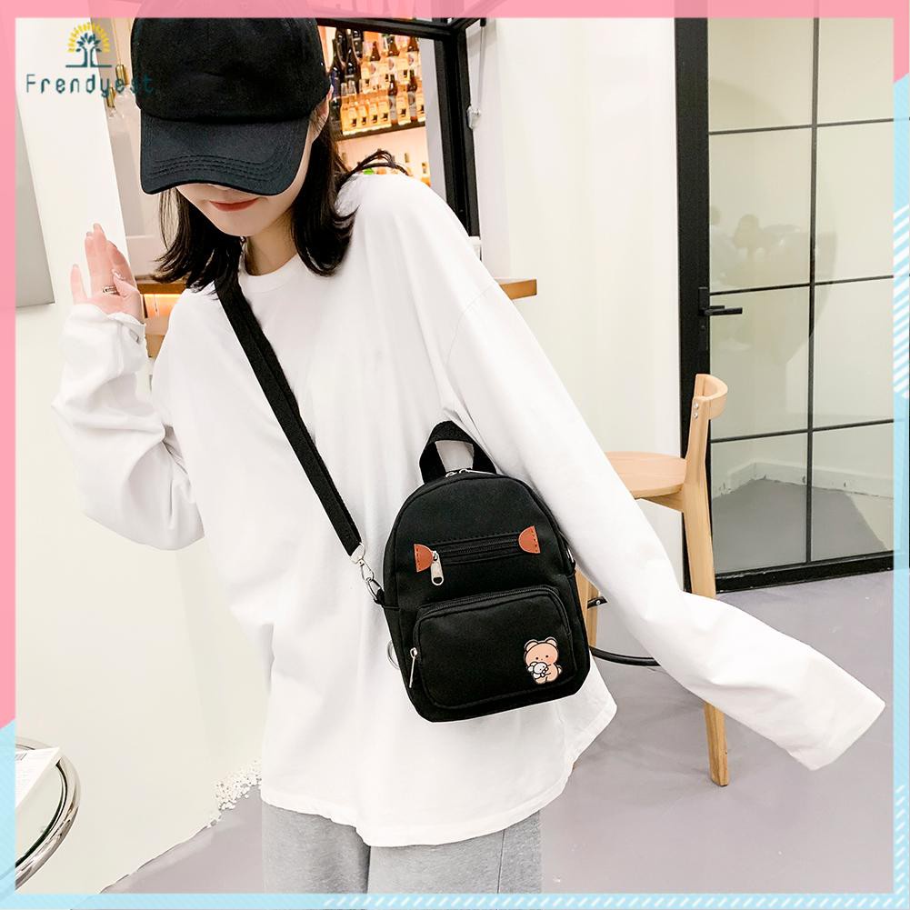 Women Fashion Canvas Backpack Shoulder Crossbody Bag Retro Mini School Bag