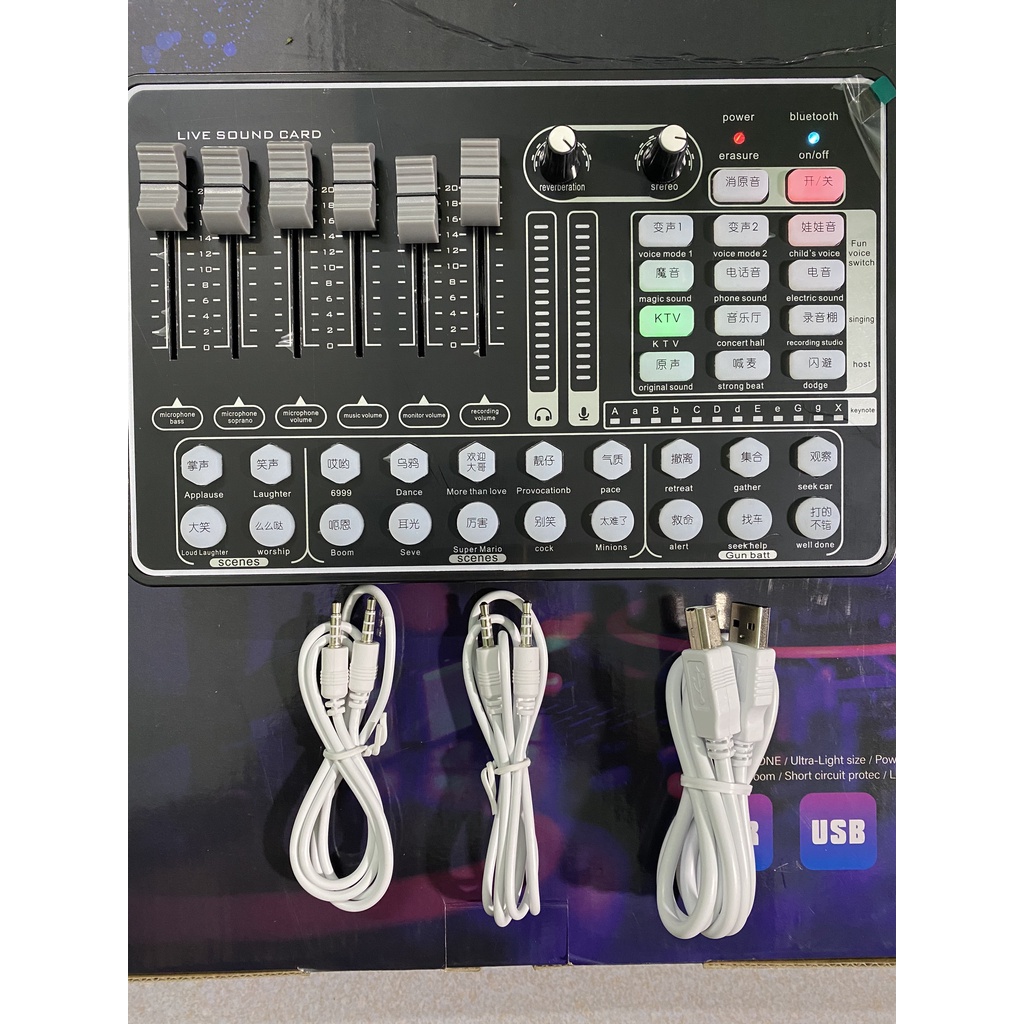 Combo Hát Thu Âm Livestream Sound Card H9 Mic AQ220 . Giả Giọng Người Già , Trẻ Em , Autotune . Bảo Hành 12 Tháng