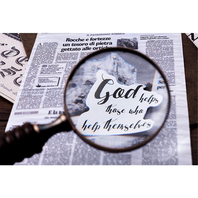 Bộ 45 miếng dán trang trí họa tiết tờ báo tiếng anh độc đáo