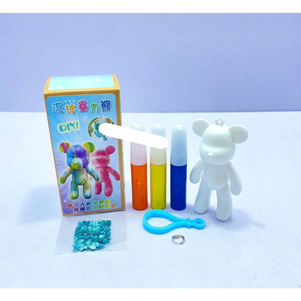 Bộ đồ chơi DIY làm móc khóa Bearrick tô màu nước có kim tuyến