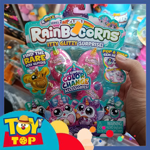 Đồ chơi bộ 4 quả trứng kỳ lân mini ngẫu nhiên Series 2 random bất ngờ Rainbocorns Itzy Glitzy mùa 2 chính hãng Zuru