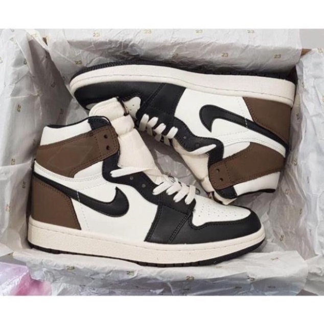 Giày jordan 𝐜ổ 𝐜𝐚𝐨 ⚡️𝐅𝐑𝐄𝐄 𝐒𝐇𝐈𝐏⚡️ Giày jordan Nâu đen cổ cao hàng cao cấp nam nữ full box TẶNG Keo Dán Giày S