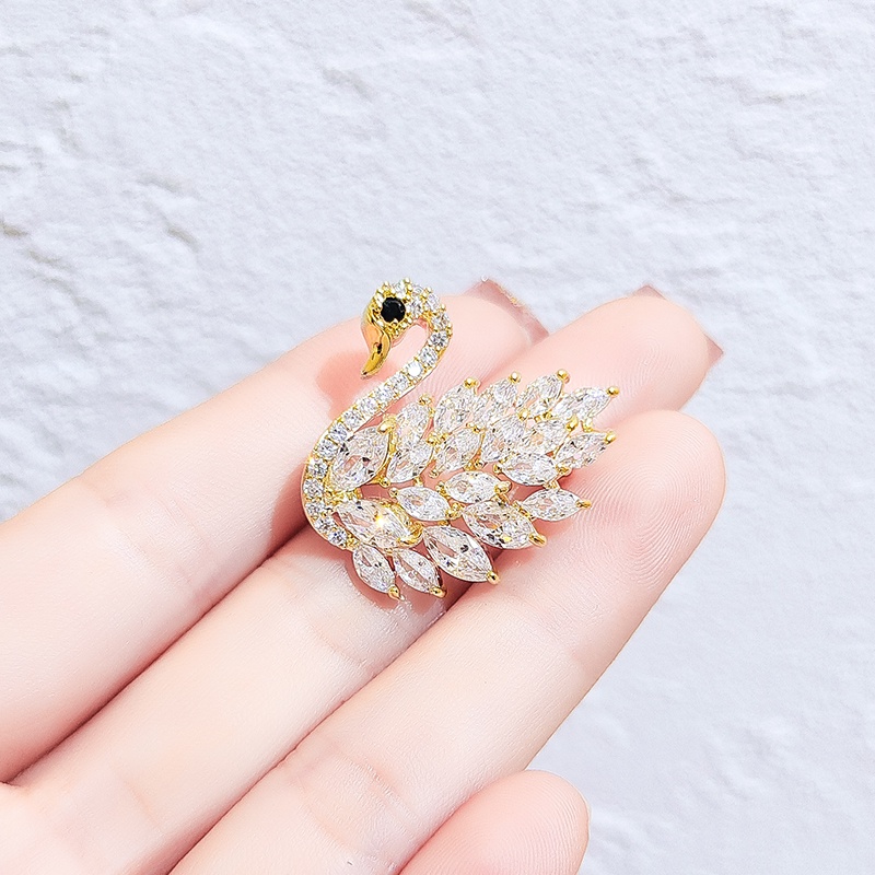 Trâm cài áo JIUDUOLAN hình chim hồng hạc phong cách thanh lịch cao cấp cho nữ