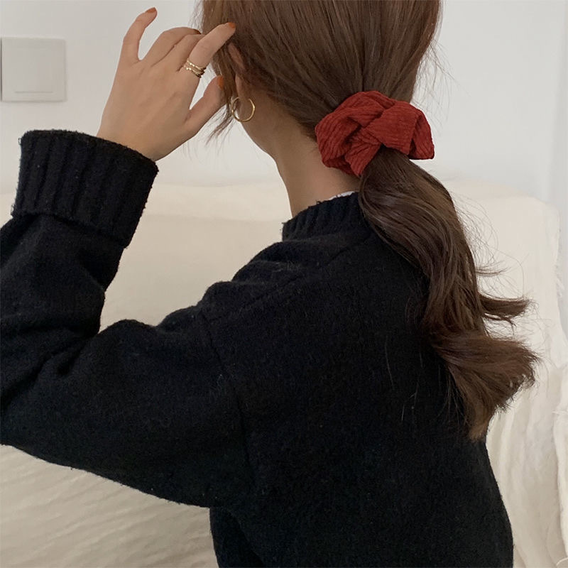 Dây cột tóc vải nhung mềm mại màu trơn phong cách cổ điển thời trang