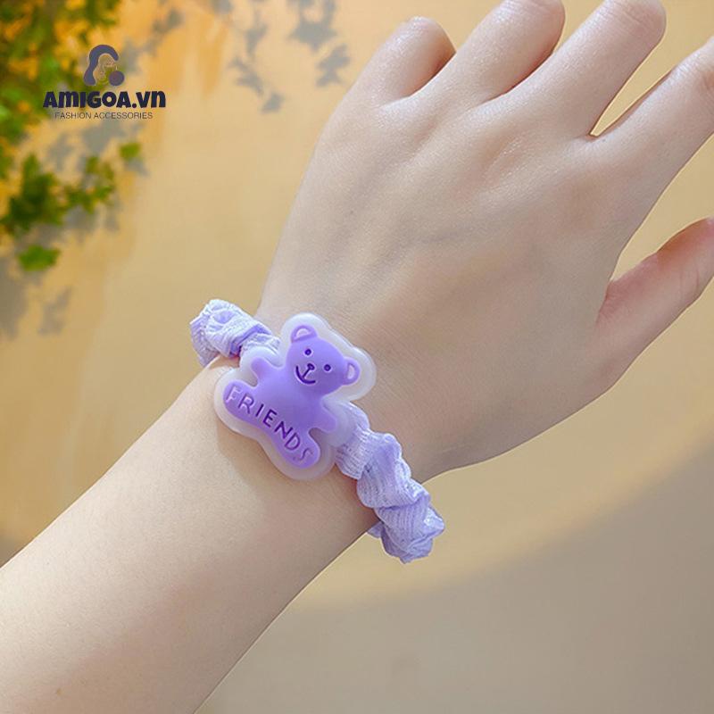 Dây Cột Tóc/Vòng Tay Hai Mặt Hình Gấu Hoạt Hình Dễ Thương Đa Năng Cho Cặp Đôi