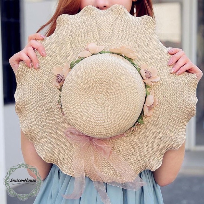 NÓN CÓI HOA ĐI BIỂN VÀNH SÓNG MŨ NỮ CHỐNG NẤNG VÀNH RỘNG