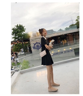 ORDER Váy cổ Polo đen khuy trái tim