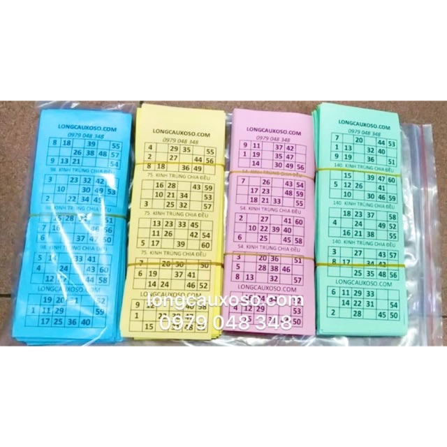 Vé lô tô, vé xổ số giá rẻ cho đoàn loại 60 số, 90 số in theo thiết kế
